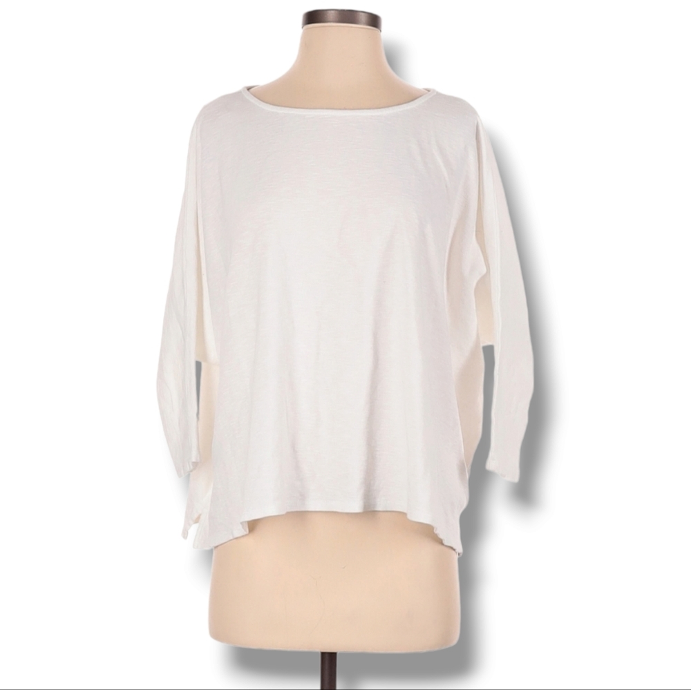 Karen Kane Blouse Womens Size M White Dolman Sleeve Shirt Boat Neck Relaxed Fit